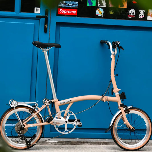 CRANSTON 16 Inch 9-speed Dual C-Brake Folding Bike Portable Chrome-molybdenum Steel Tri Fold Frame 16Inch 349 Wheel Rim