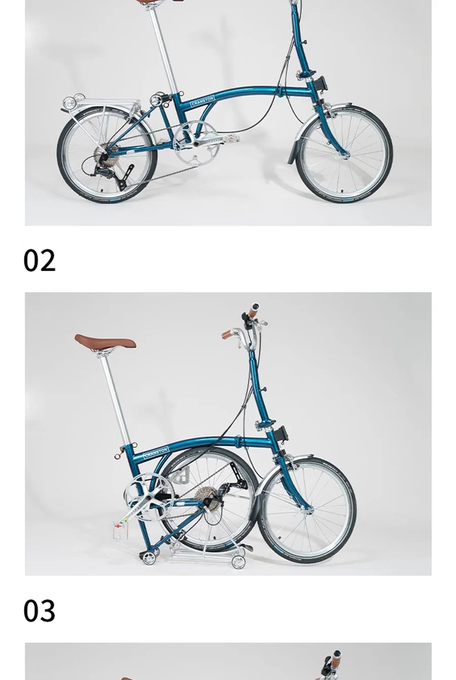 CRANSTON Electric Blue Portable 9 Speed Folding Bicycle 20Inch Adult Bikes Bicycle Aluminum Alloy Mountain folding Bike
