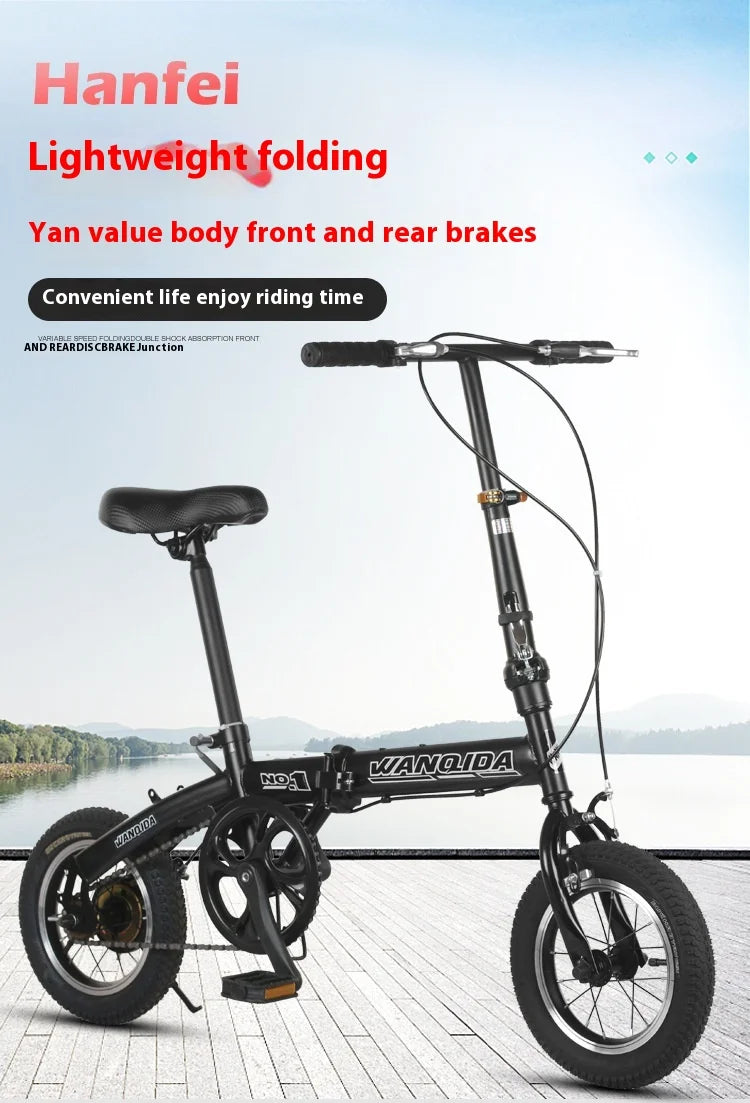 12 Small Bike cycling City Mini Folding Bicycle For Male And Female Students Portable Ultra Light Transmission Disc Brakes
