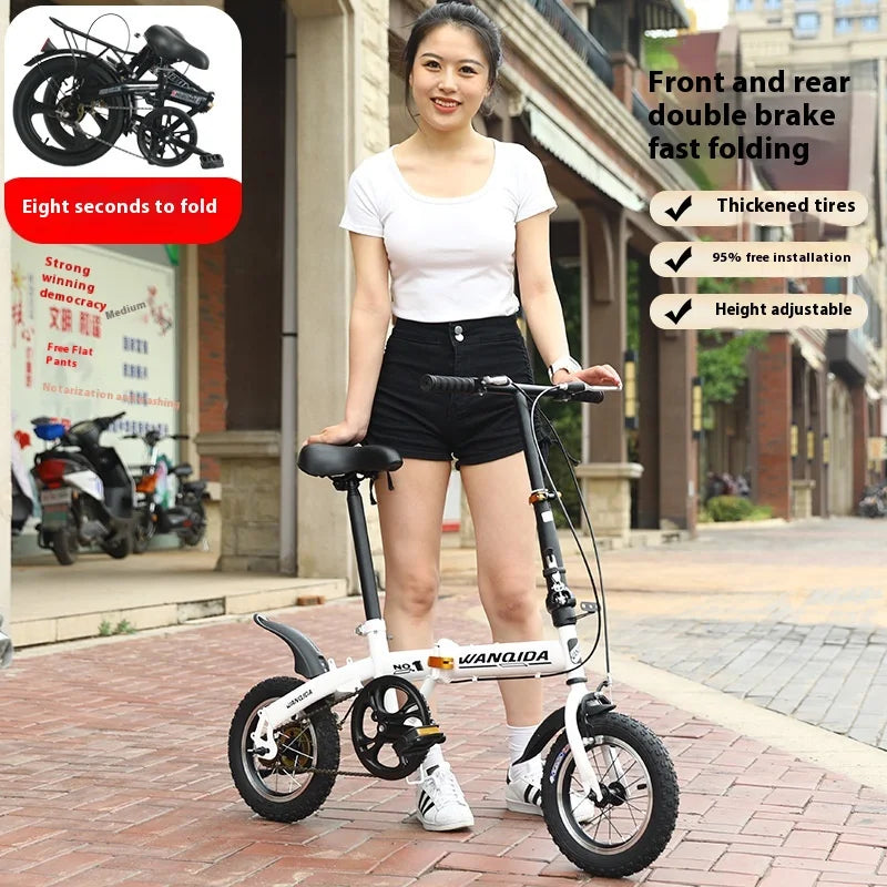 12 Small Bike cycling City Mini Folding Bicycle For Male And Female Students Portable Ultra Light Transmission Disc Brakes