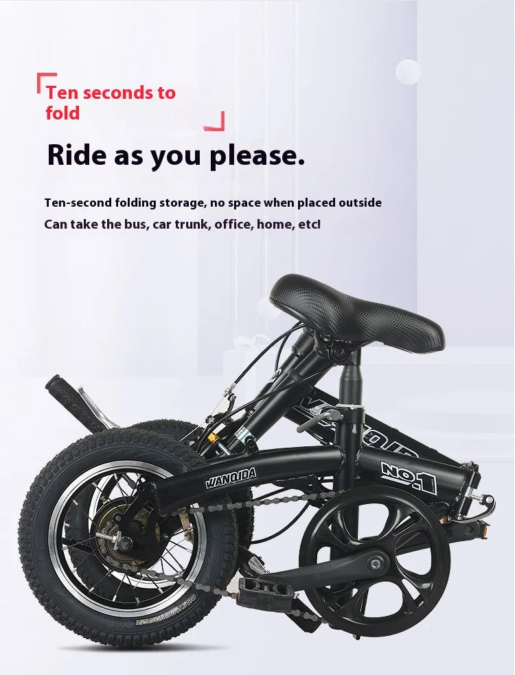 12 Small Bike cycling City Mini Folding Bicycle For Male And Female Students Portable Ultra Light Transmission Disc Brakes