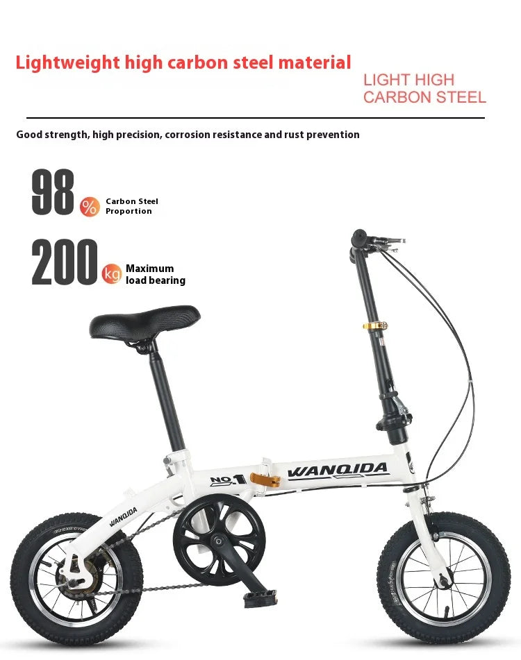 12 Small Bike cycling City Mini Folding Bicycle For Male And Female Students Portable Ultra Light Transmission Disc Brakes