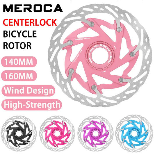 MEROCA Mountain Road Bicycle Center Lock Disc Brake Rotor 140/160mm Middle Lock Bike Disc Pads Heat Dissipation Cycling Rotors
