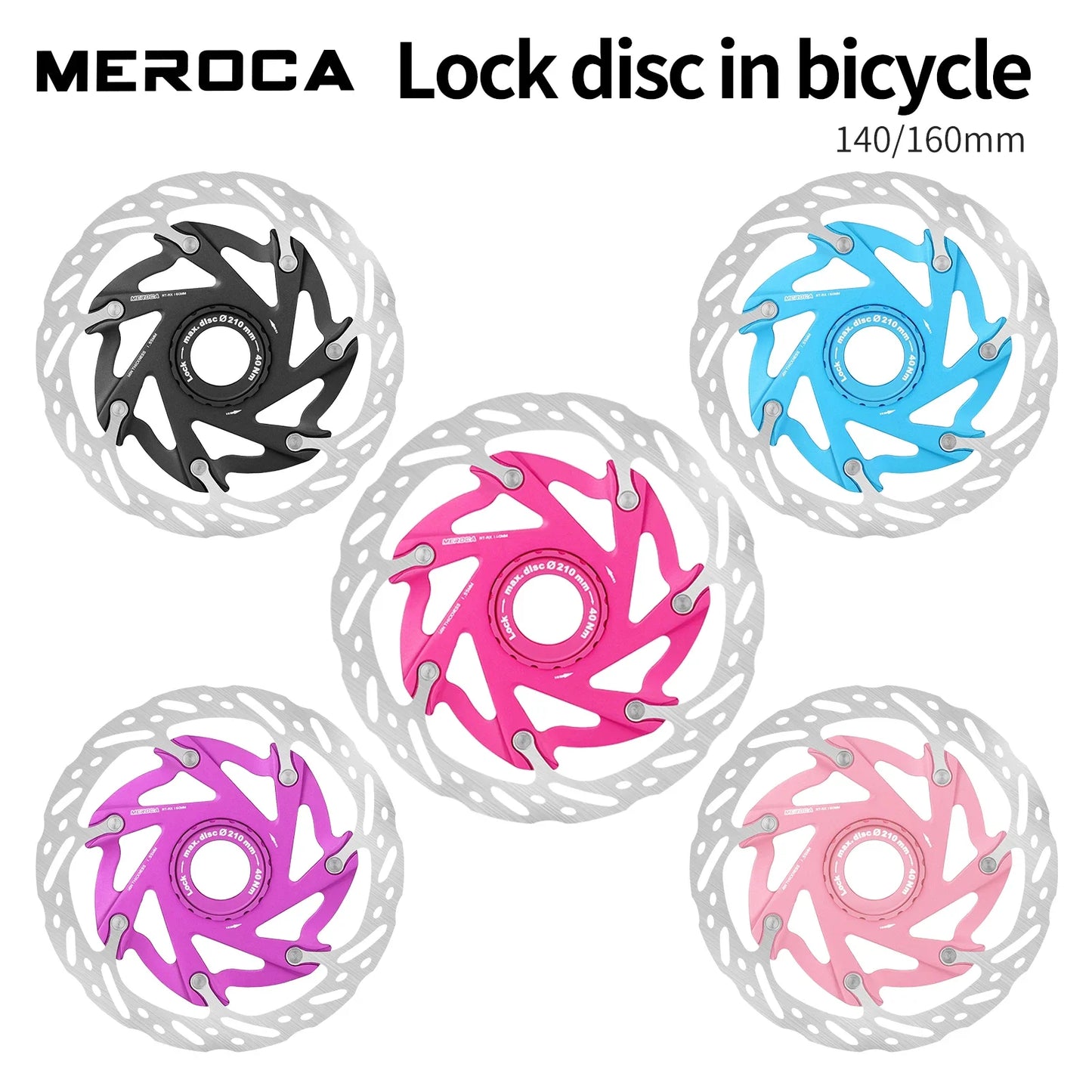 MEROCA Mountain Road Bicycle Center Lock Disc Brake Rotor 140/160mm Middle Lock Bike Disc Pads Heat Dissipation Cycling Rotors