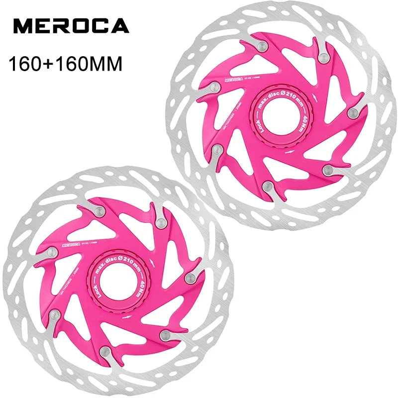 MEROCA Mountain Road Bicycle Center Lock Disc Brake Rotor 140/160mm Middle Lock Bike Disc Pads Heat Dissipation Cycling Rotors
