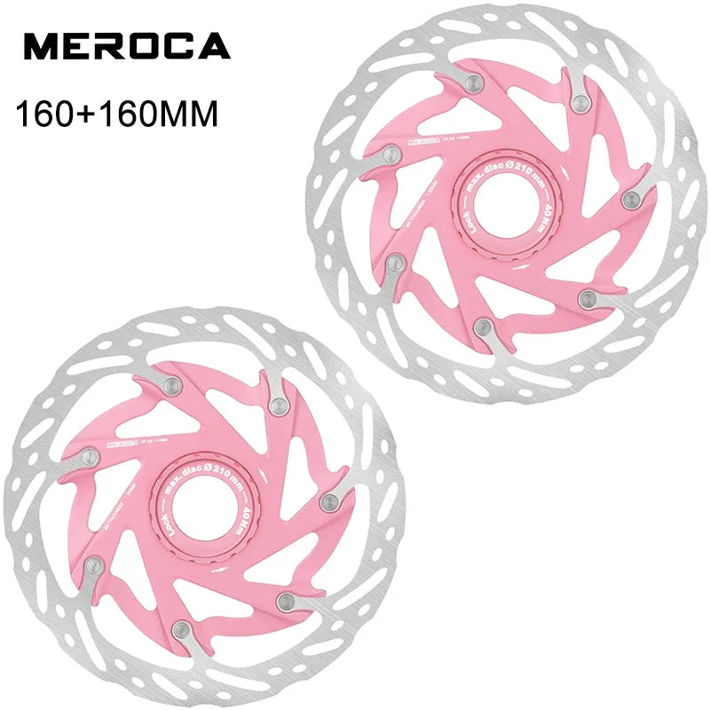MEROCA Mountain Road Bicycle Center Lock Disc Brake Rotor 140/160mm Middle Lock Bike Disc Pads Heat Dissipation Cycling Rotors