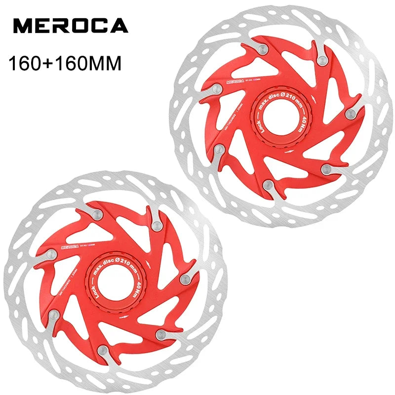 MEROCA Mountain Road Bicycle Center Lock Disc Brake Rotor 140/160mm Middle Lock Bike Disc Pads Heat Dissipation Cycling Rotors