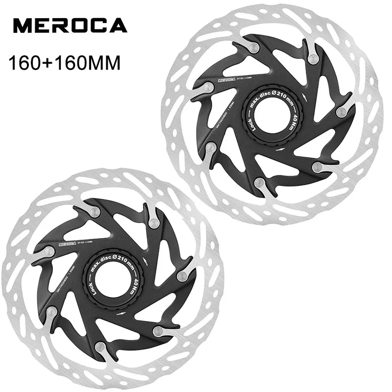 MEROCA Mountain Road Bicycle Center Lock Disc Brake Rotor 140/160mm Middle Lock Bike Disc Pads Heat Dissipation Cycling Rotors
