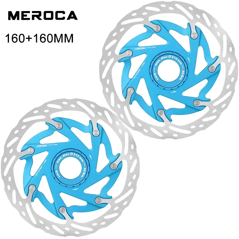 MEROCA Mountain Road Bicycle Center Lock Disc Brake Rotor 140/160mm Middle Lock Bike Disc Pads Heat Dissipation Cycling Rotors
