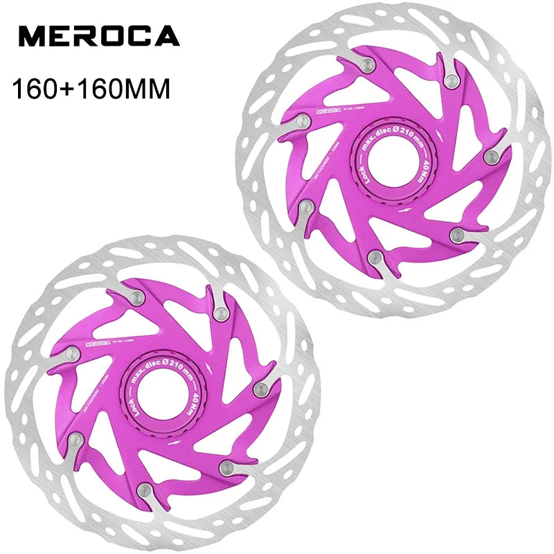 MEROCA Mountain Road Bicycle Center Lock Disc Brake Rotor 140/160mm Middle Lock Bike Disc Pads Heat Dissipation Cycling Rotors