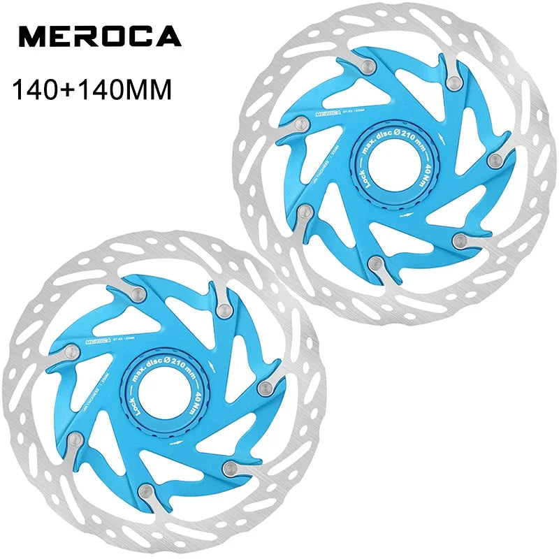 MEROCA Mountain Road Bicycle Center Lock Disc Brake Rotor 140/160mm Middle Lock Bike Disc Pads Heat Dissipation Cycling Rotors