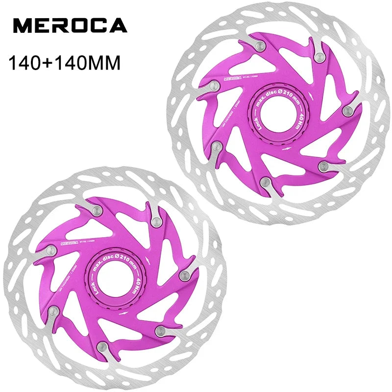 MEROCA Mountain Road Bicycle Center Lock Disc Brake Rotor 140/160mm Middle Lock Bike Disc Pads Heat Dissipation Cycling Rotors