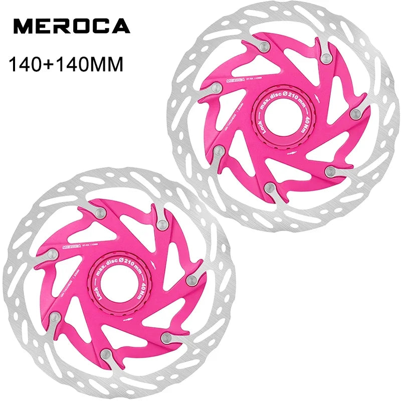 MEROCA Mountain Road Bicycle Center Lock Disc Brake Rotor 140/160mm Middle Lock Bike Disc Pads Heat Dissipation Cycling Rotors