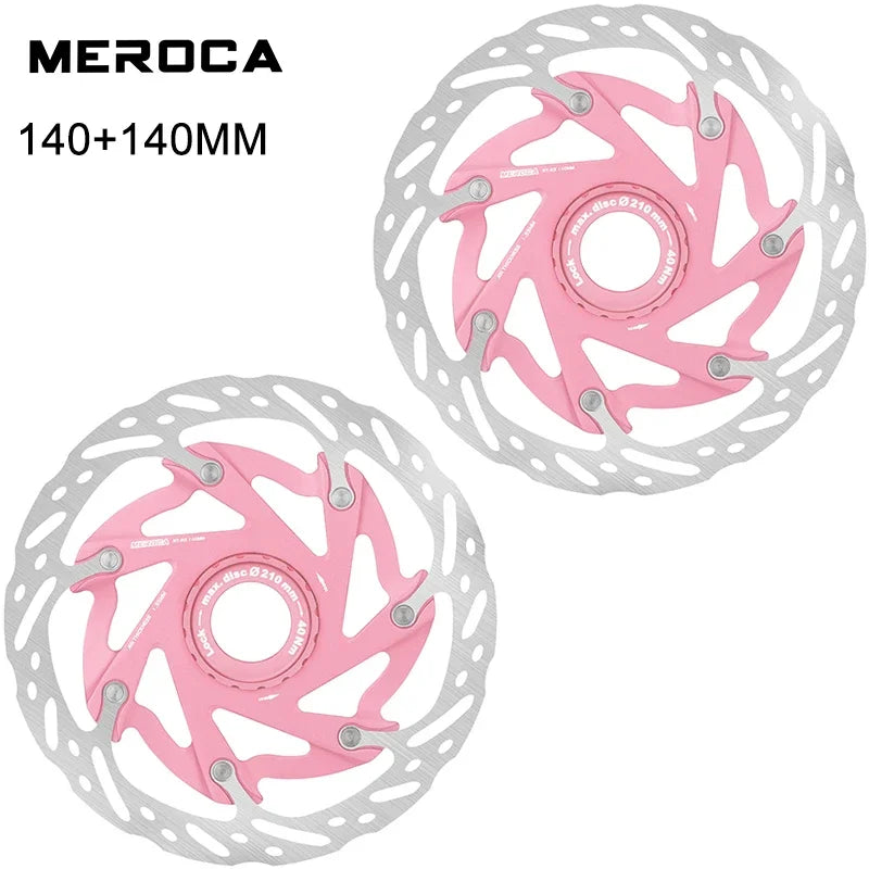 MEROCA Mountain Road Bicycle Center Lock Disc Brake Rotor 140/160mm Middle Lock Bike Disc Pads Heat Dissipation Cycling Rotors