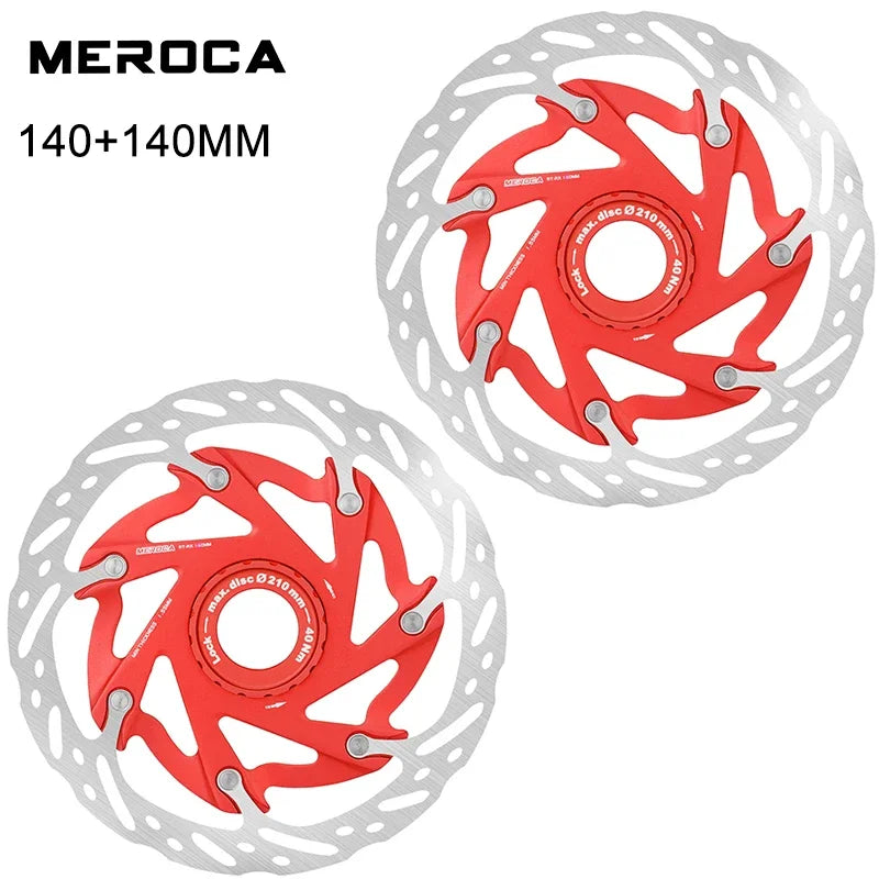 MEROCA Mountain Road Bicycle Center Lock Disc Brake Rotor 140/160mm Middle Lock Bike Disc Pads Heat Dissipation Cycling Rotors
