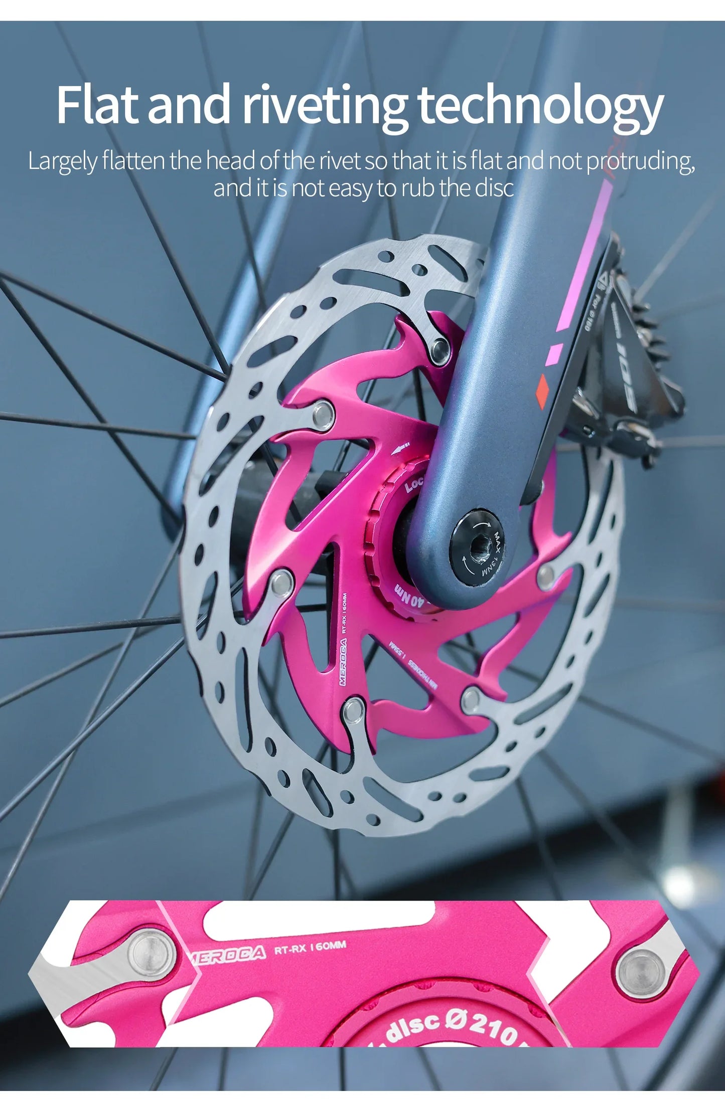 MEROCA Mountain Road Bicycle Center Lock Disc Brake Rotor 140/160mm Middle Lock Bike Disc Pads Heat Dissipation Cycling Rotors
