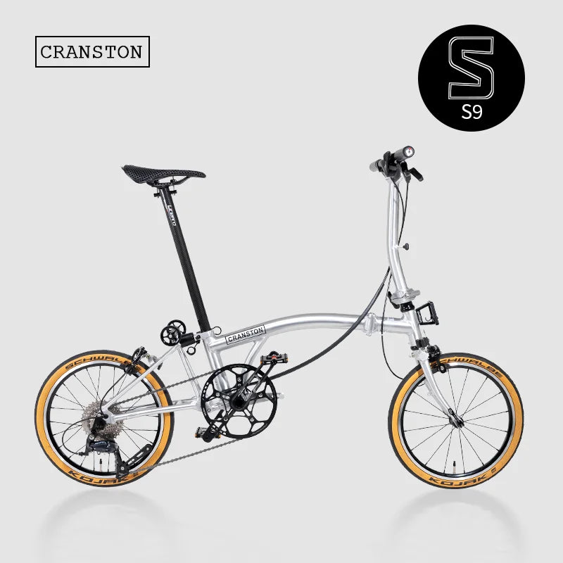 New CRANSTON S9 Aluminum Alloy Frame 16 Inch 9 Speed Tri-fold Bicycle S /Y BAR Light Weight Foldable Bike Mini Folding Bicycle