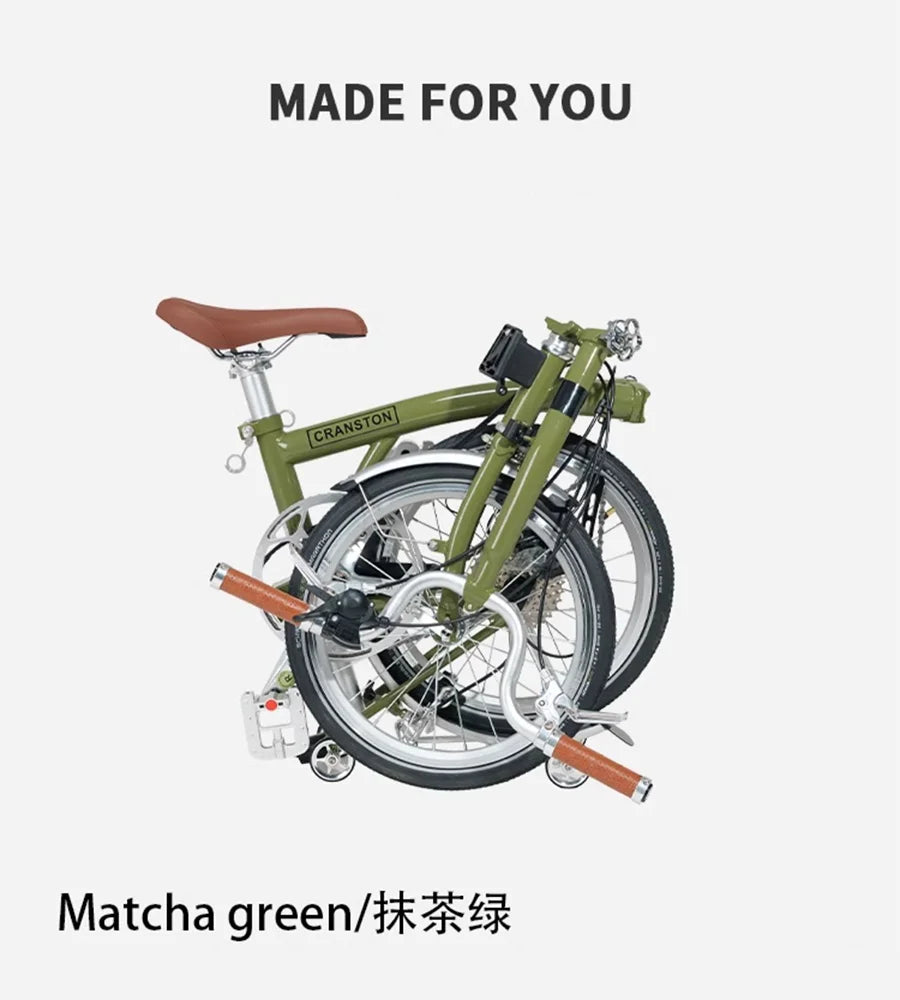 CRANSTON  R9 Max Matcha Green Triple Fold 53T Crankset 16 Inch Wheel 9-speed Foldable Bicycle Cr-Mo Frame Mini Folding Bike