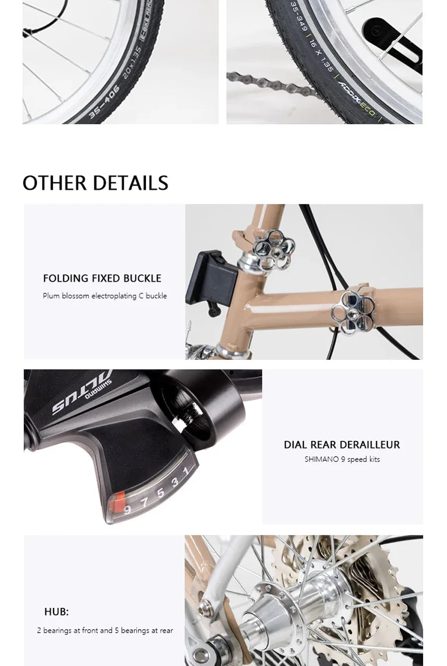 CRANSTON 16Inch 9 Speed Tri Fold Frame Folding Bicycle M handle Chrome Molybdenum Steel Bike Vehicle