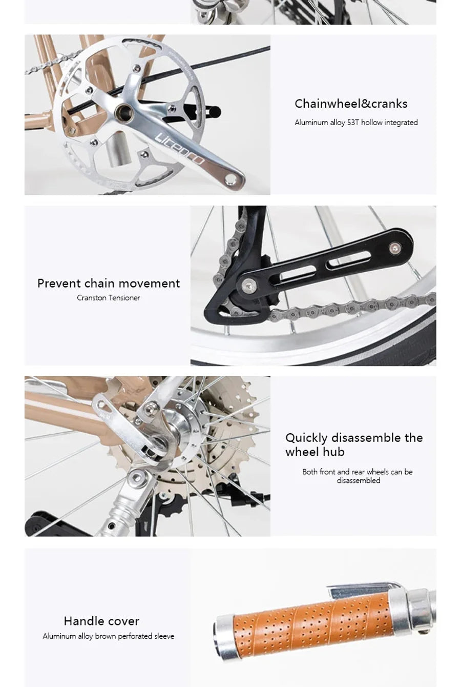 CRANSTON 16Inch 9 Speed Tri Fold Frame Folding Bicycle M handle Chrome Molybdenum Steel Bike Vehicle