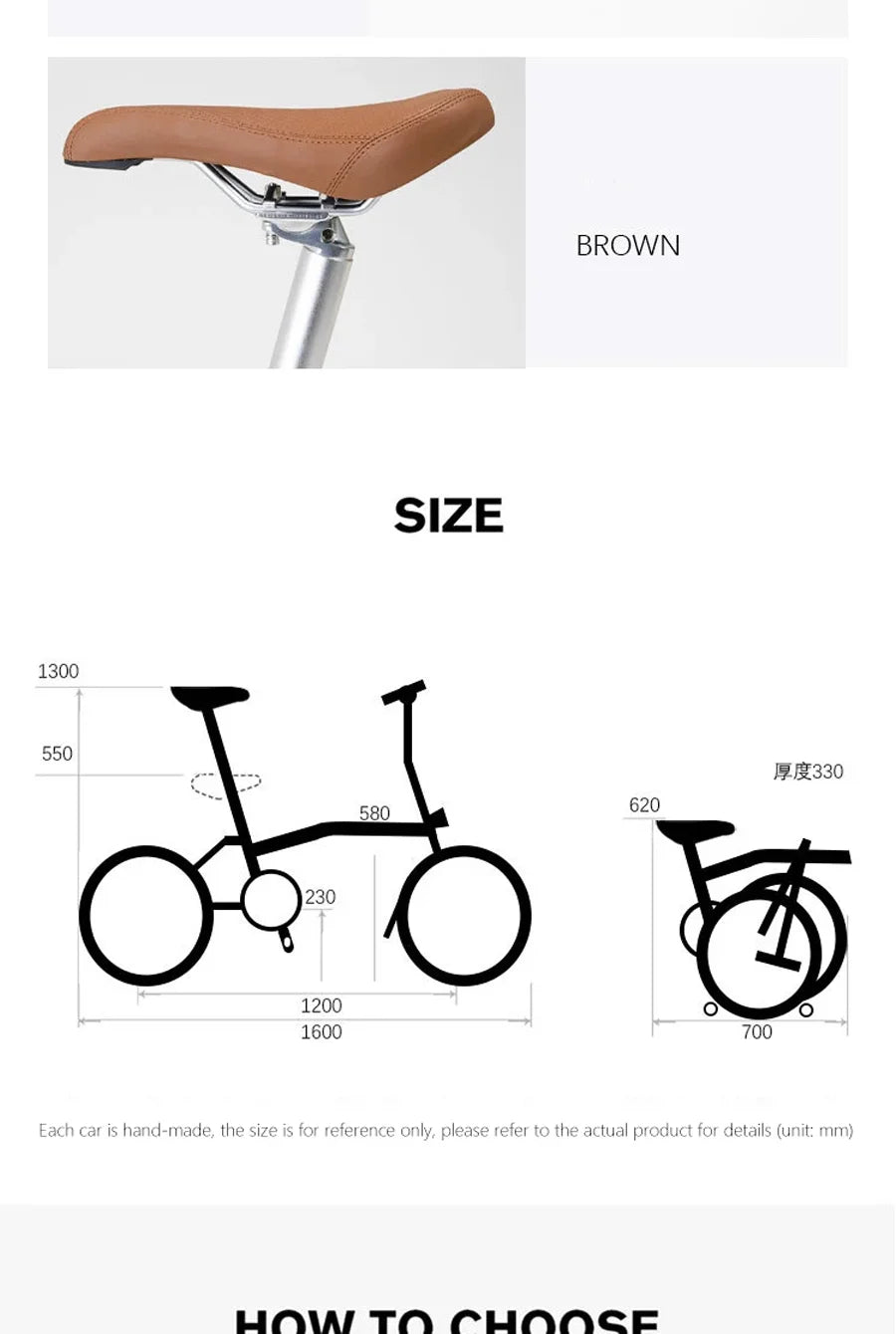 CRANSTON 16Inch 9 Speed Tri Fold Frame Folding Bicycle M handle Chrome Molybdenum Steel Bike Vehicle