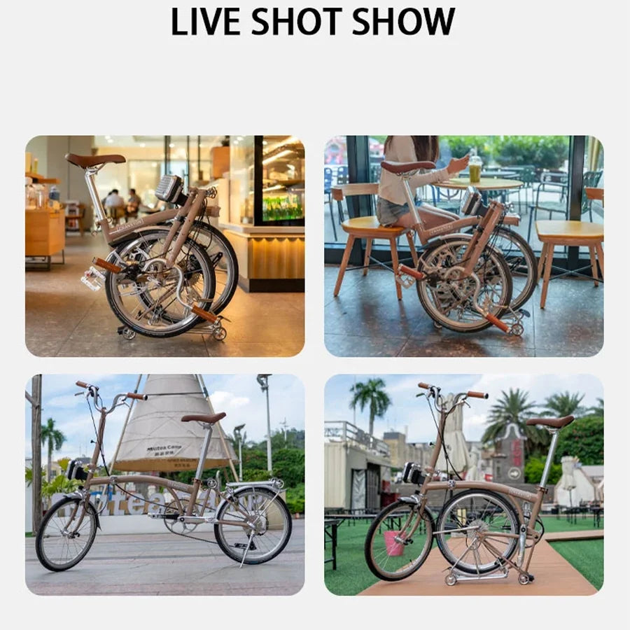 CRANSTON 16Inch 9 Speed Tri Fold Frame Folding Bicycle M handle Chrome Molybdenum Steel Bike Vehicle