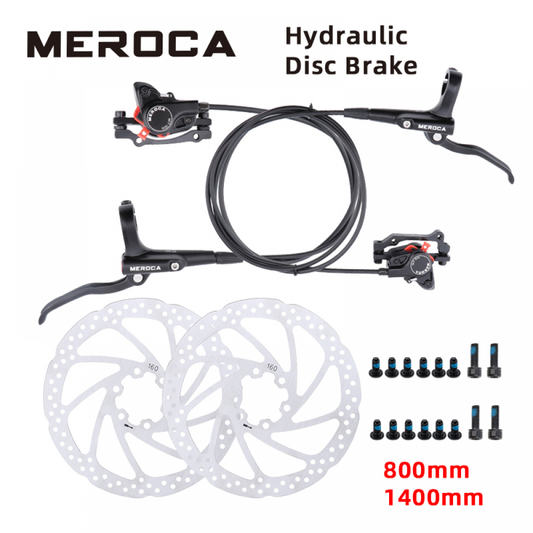 MEROCA MTB Bicycle Hydraulic Disc Brake 2 Piston Aluminum Alloy Mineral Oil Front 800 Rear 1400MM Oil Press Brakes Bike Parts