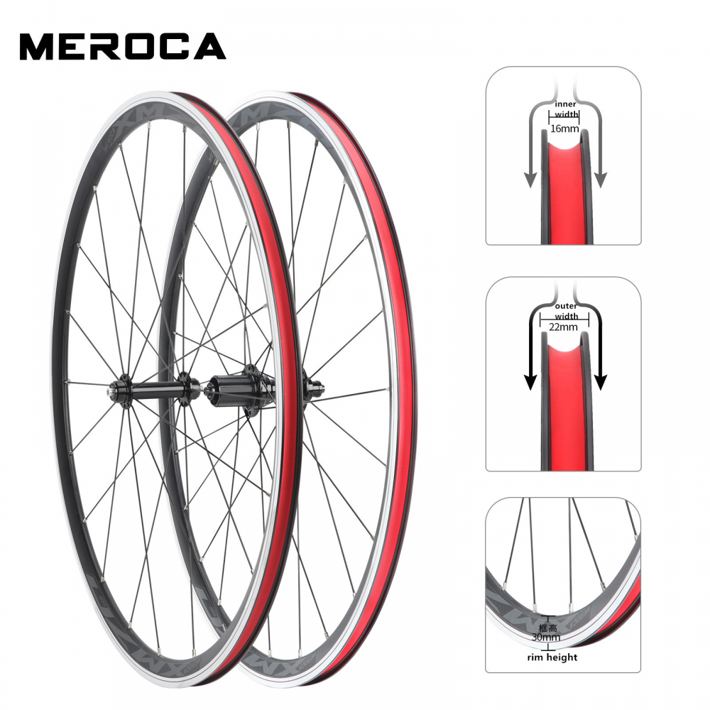 MEROCA Road Bike Wheelset 700C Ultra-light Aluminum Alloy Quick Release Lever Rim Brake Front Rear Wheel 700x23-28C Tyre