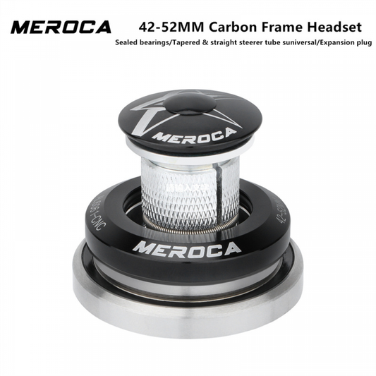 Meroca Bicycle Carbon Frame Headset 41.8/42-52mm Dual Bearing Expansion Plug Straight/Tapered Steerer Tubes Headset