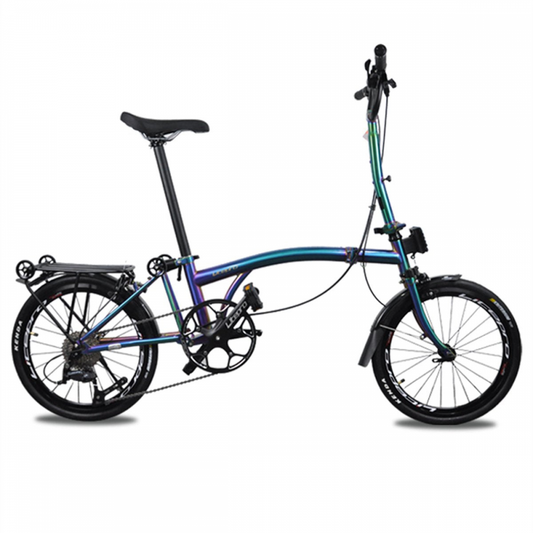 MEROCA 20Inch External 9 Speed Tri-fold Folding Bicycle Straight M Handlebar Steel Frame
