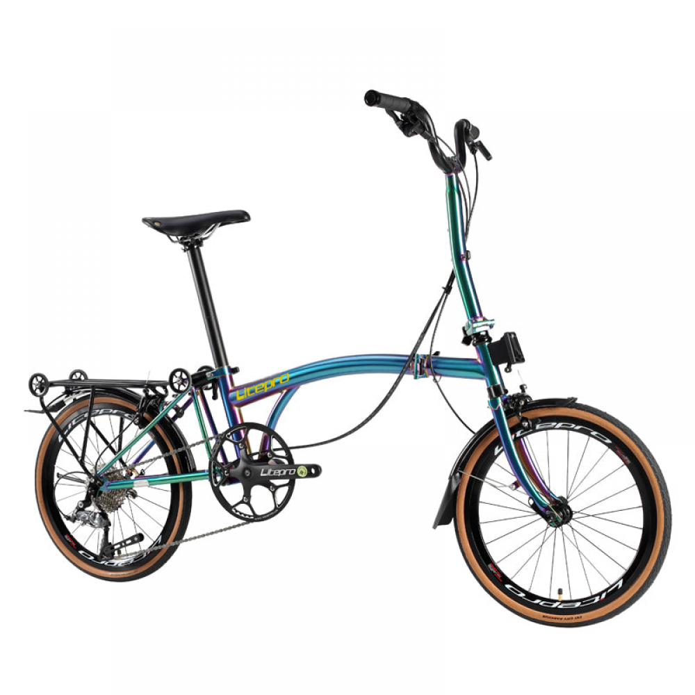 MEROCA 20Inch External 9 Speed Tri-fold Folding Bicycle Straight M Handlebar Steel Frame