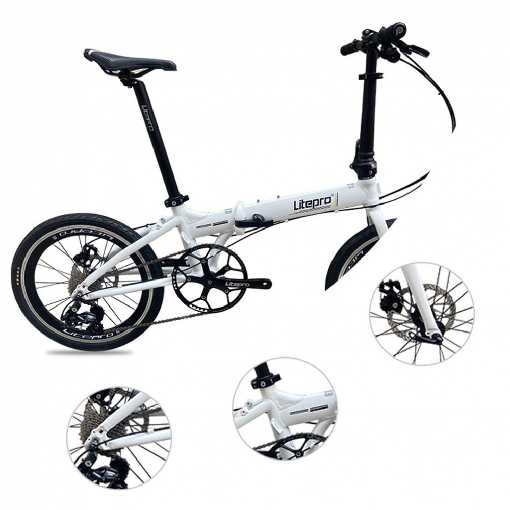 MEROCA Litepro 20Inch Folding Bike Aluminum Alloy Frame External 10Speed Disc Brake Bicycle