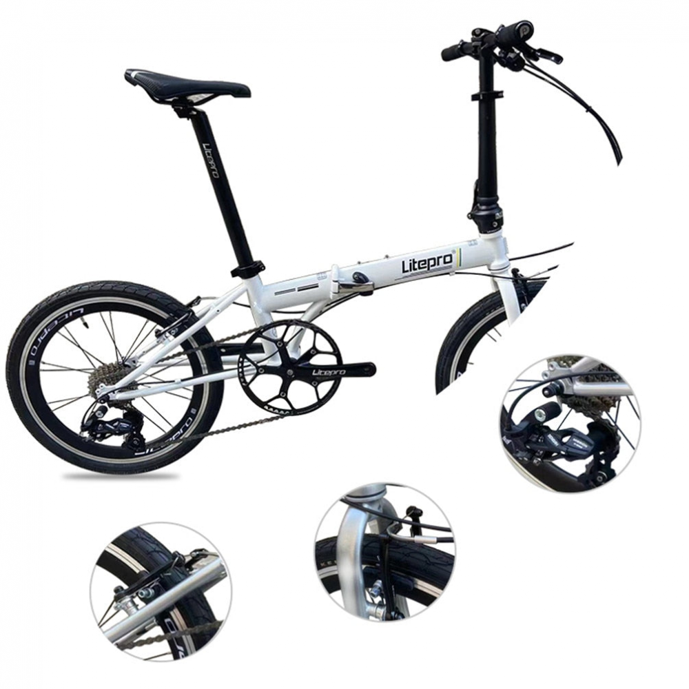 MEROCA Litepro 20Inch Folding Bike V Brake External 10Speed Bicycle Steel Frame Portable Vehicl