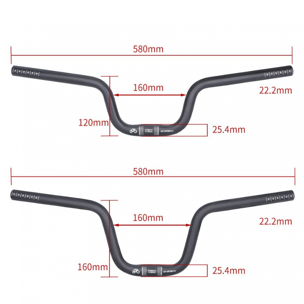 Meroca Litepro Folding Bike 25.4x580mm U-shaped Swallow Handlebar Lift 120 160mm Aluminum Alloy For Brompton Bicycle