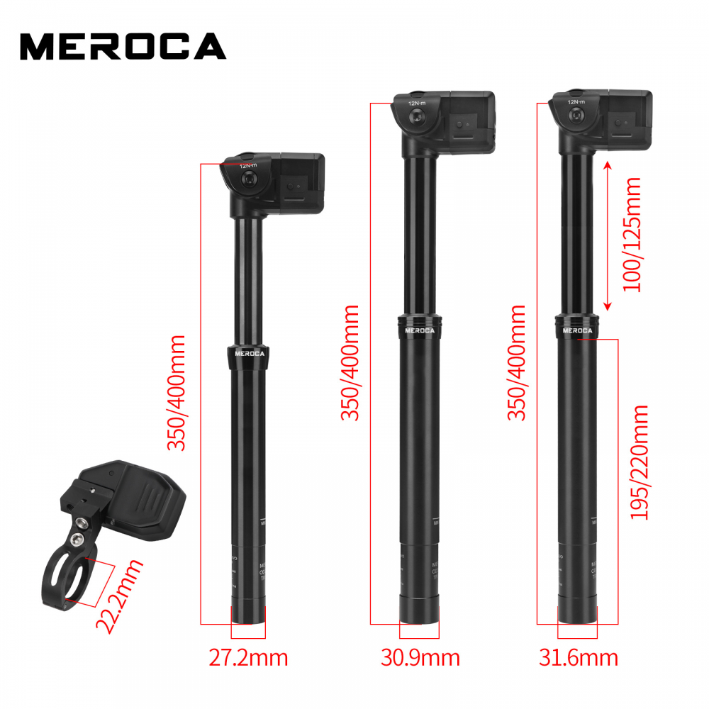 Meroca 27.2 30.9 31.6MM Wireless Dropper Seatpost Mountain Road Bicycle Electronic Remote Control Aluminum Alloy Seat Rod