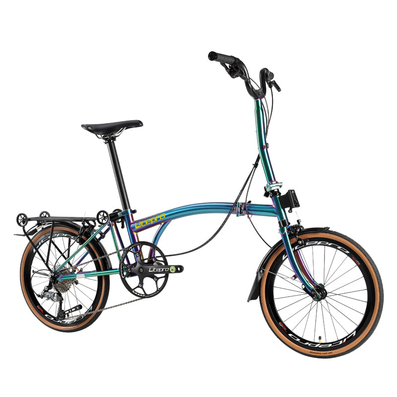 MEROCA 20Inch External 9 Speed Tri-fold Folding Bicycle Straight M Handlebar Steel Frame