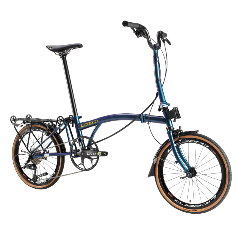MEROCA 20Inch External 9 Speed Tri-fold Folding Bicycle Straight M Handlebar Steel Frame