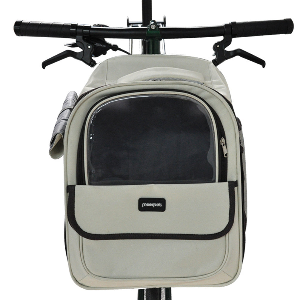 Meroca Pet Bicycle Front Basket Oxford Cloth Backpack Small Dog Cat Carrier Pouch