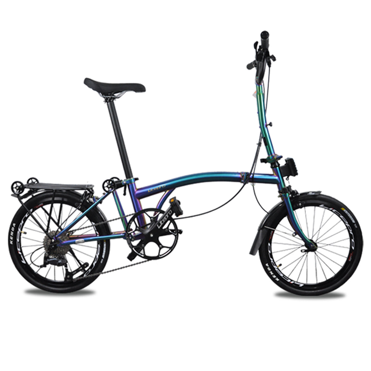 MEROCA Litepro 16Inch External 9 Speed Trifold Folding Bicycle Straight M Handlebar Steel Frame