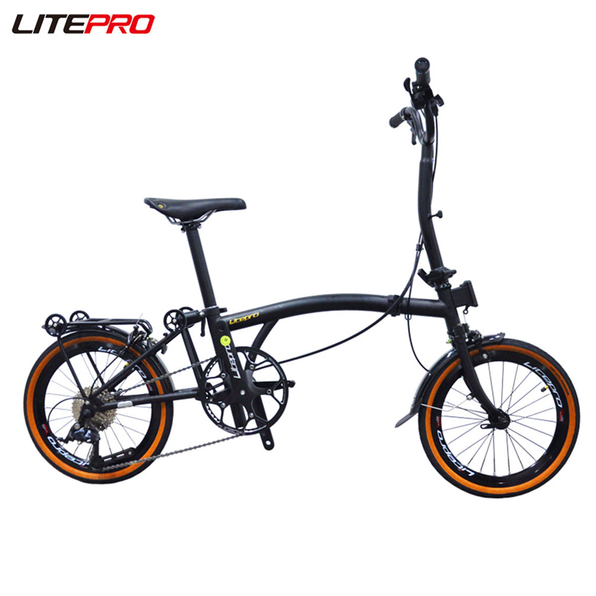 MEROCA Litepro 16Inch External 9 Speed Trifold Folding Bicycle Straight M Handlebar Steel Frame