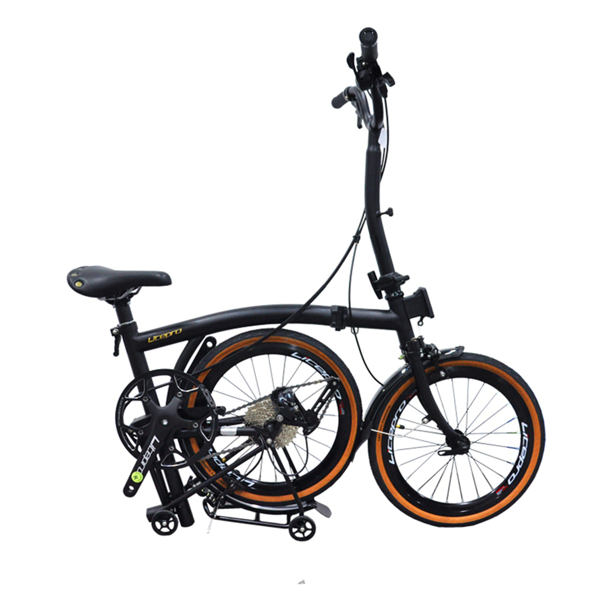 MEROCA Litepro 16Inch External 9 Speed Trifold Folding Bicycle Straight M Handlebar Steel Frame