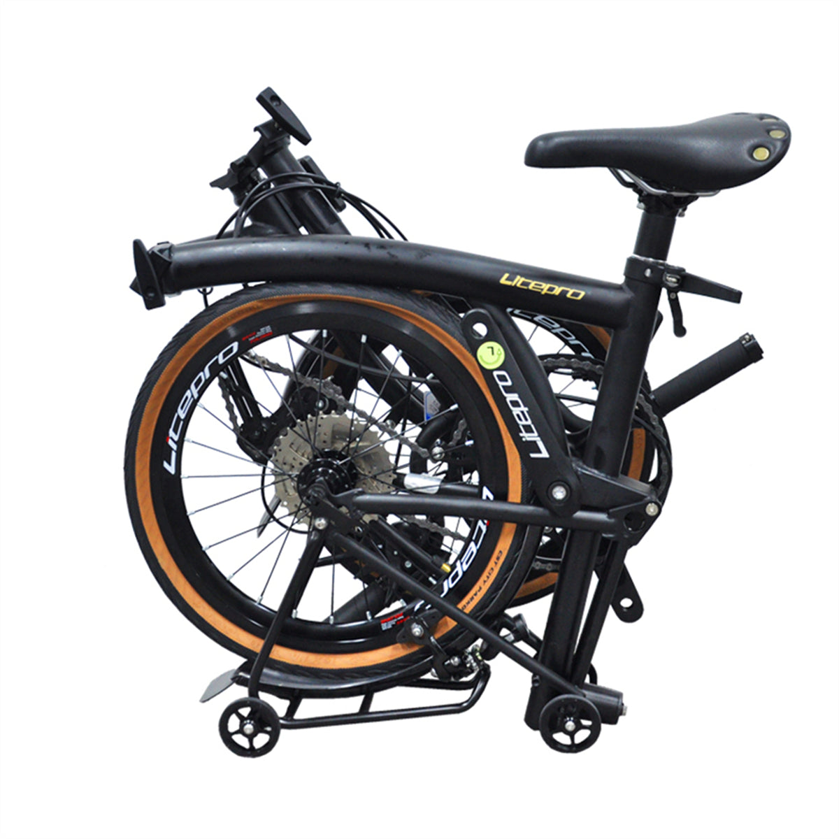 MEROCA Litepro 16Inch External 9 Speed Trifold Folding Bicycle Straight M Handlebar Steel Frame