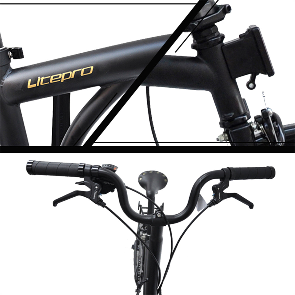 MEROCA Litepro 16Inch External 9 Speed Trifold Folding Bicycle Straight M Handlebar Steel Frame