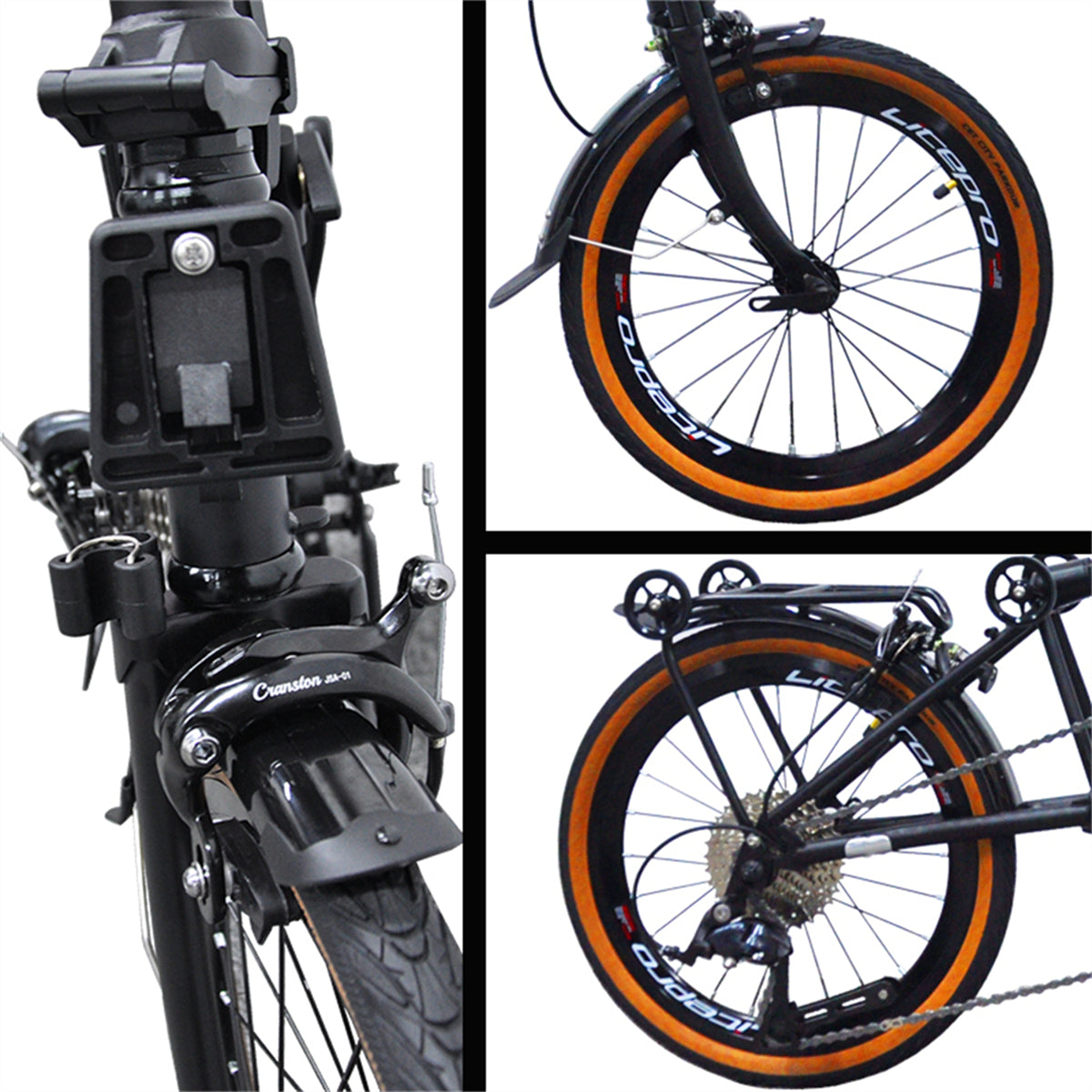 MEROCA Litepro 16Inch External 9 Speed Trifold Folding Bicycle Straight M Handlebar Steel Frame