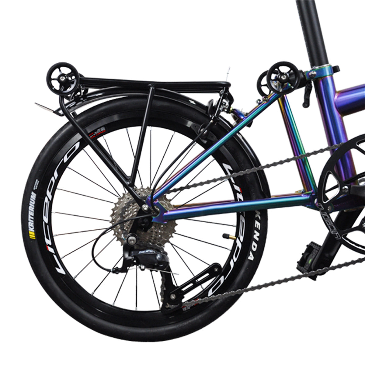 MEROCA Litepro 16Inch External 9 Speed Trifold Folding Bicycle Straight M Handlebar Steel Frame