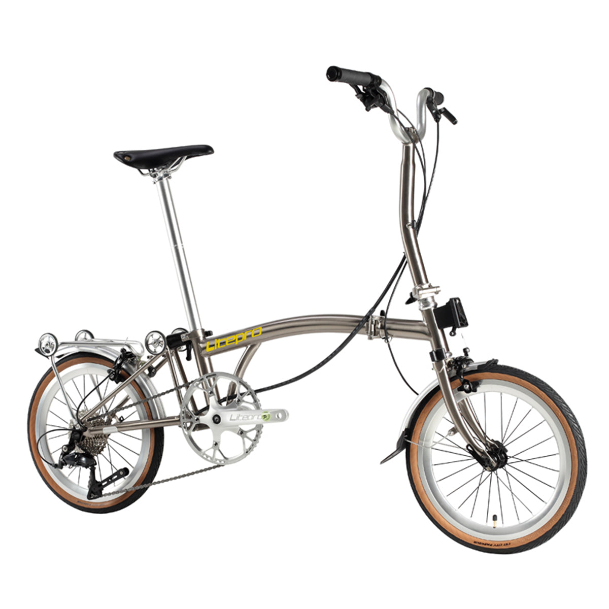 MEROCA Litepro 16Inch External 9 Speed Trifold Folding Bicycle Straight M Handlebar Steel Frame