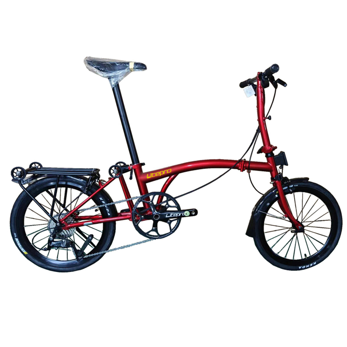 MEROCA Litepro 16Inch External 9 Speed Trifold Folding Bicycle Straight M Handlebar Steel Frame