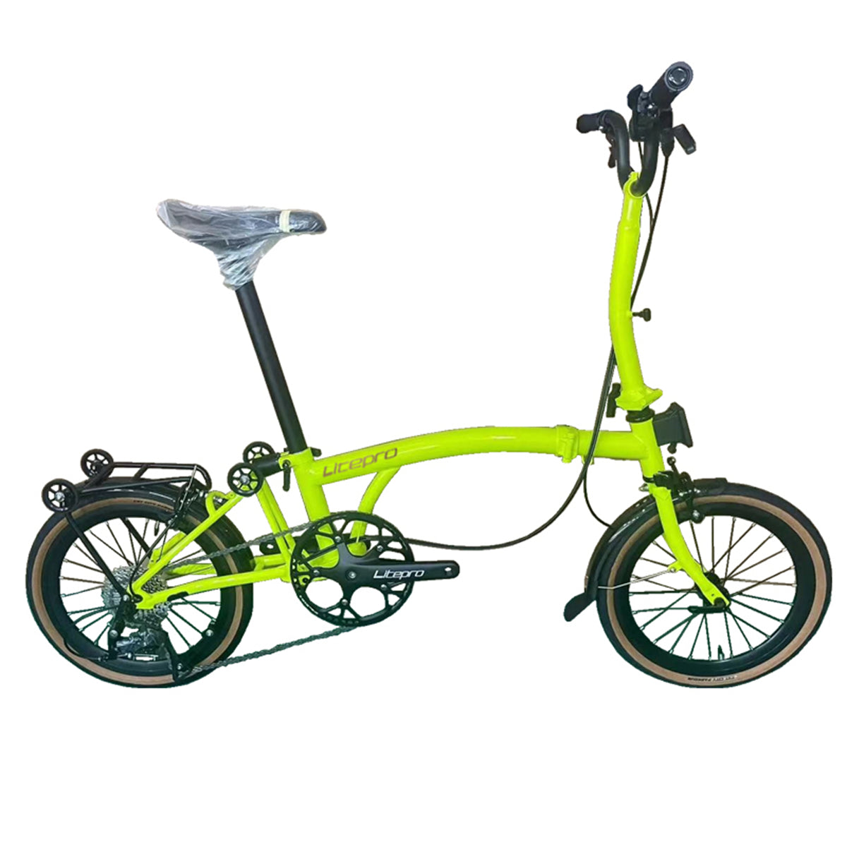 MEROCA Litepro 16Inch External 9 Speed Trifold Folding Bicycle Straight M Handlebar Steel Frame