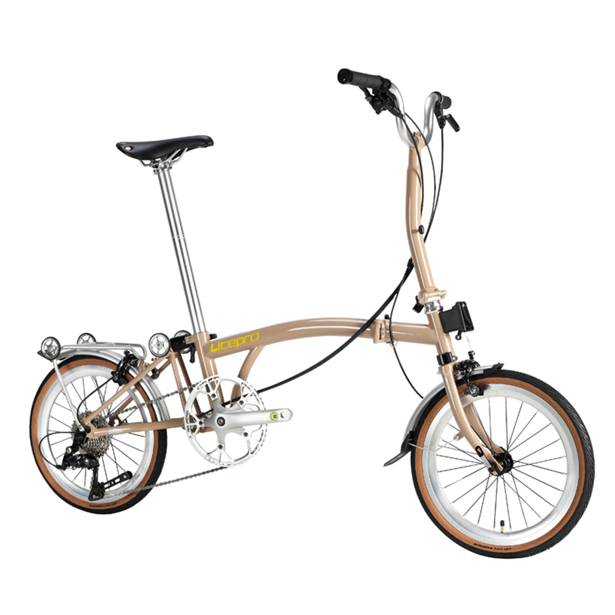 MEROCA Litepro 16Inch External 9 Speed Trifold Folding Bicycle Straight M Handlebar Steel Frame