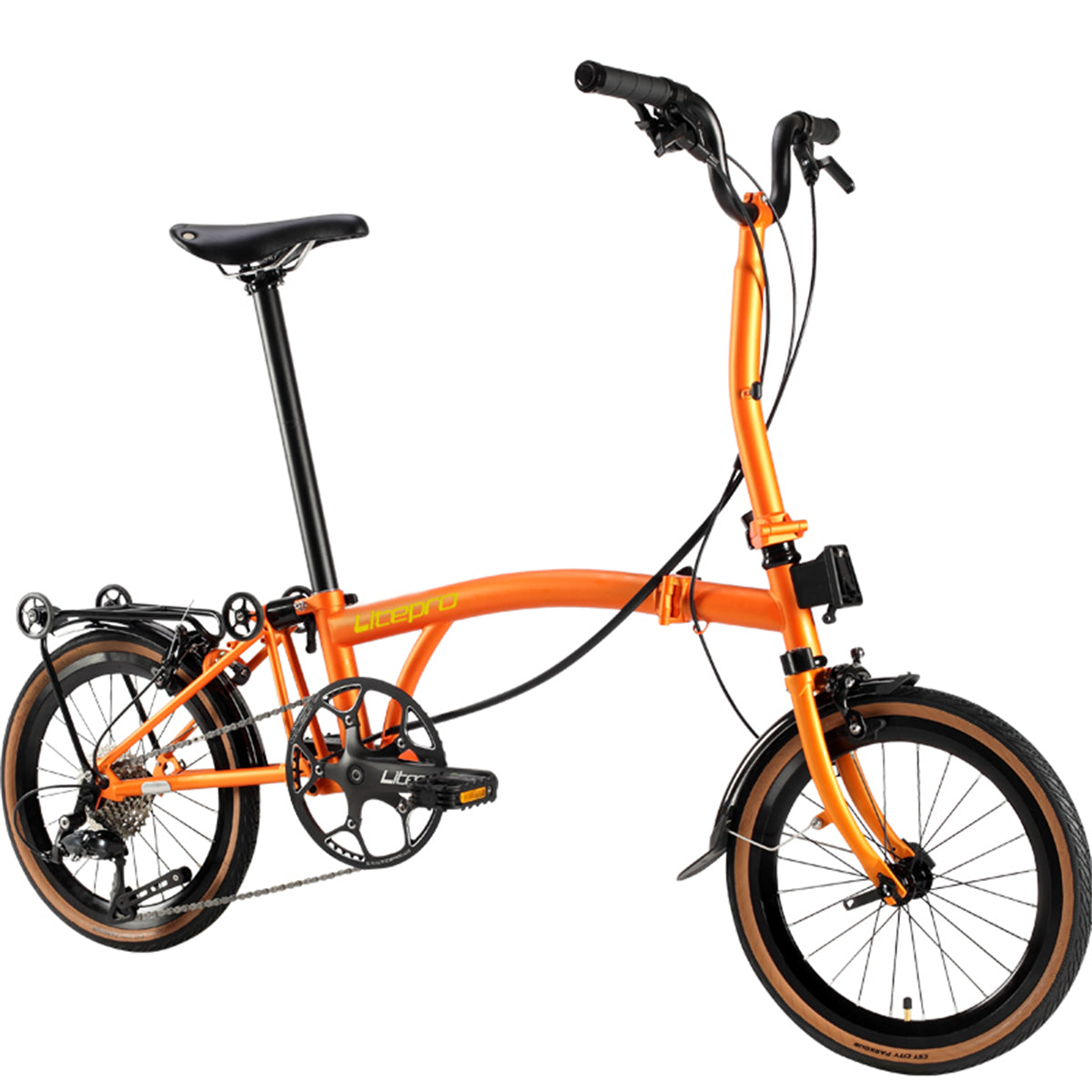 MEROCA Litepro 16Inch External 9 Speed Trifold Folding Bicycle Straight M Handlebar Steel Frame
